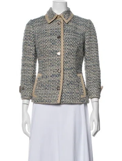 Pre-owned Dolce & Gabbana Tweed Pattern Blazer In Blue