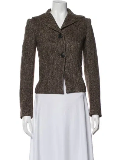 Pre-owned Dolce & Gabbana Tweed Pattern Blazer In Brown