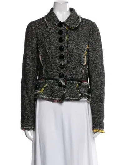 Pre-owned Dolce & Gabbana Tweed Pattern Blazer In Green