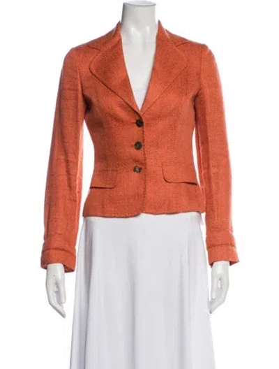 Pre-owned Dolce & Gabbana Tweed Pattern Blazer In Orange