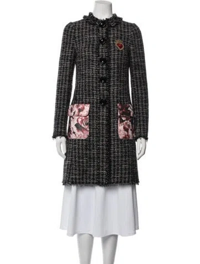 Pre-owned Dolce & Gabbana Tweed Pattern Coat In Black