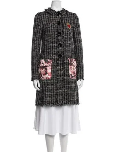 Pre-owned Dolce & Gabbana Tweed Pattern Coat In Black/metallic