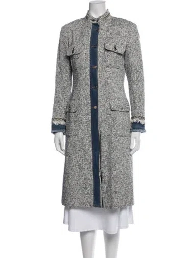 Pre-owned Dolce & Gabbana Tweed Pattern Coat In Blue