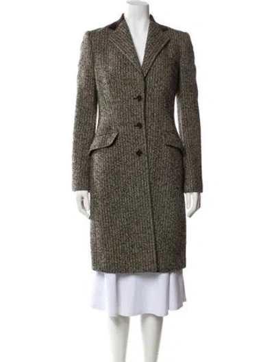 Pre-owned Dolce & Gabbana Tweed Pattern Coat In Brown