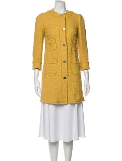 Pre-owned Dolce & Gabbana Tweed Pattern Evening Jacket In Yellow