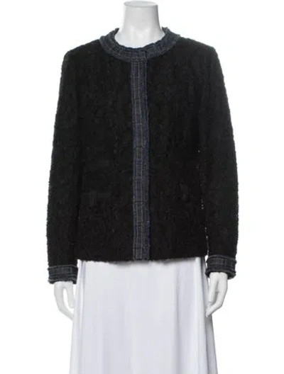 Pre-owned Dolce & Gabbana Tweed Pattern Jacket In Black