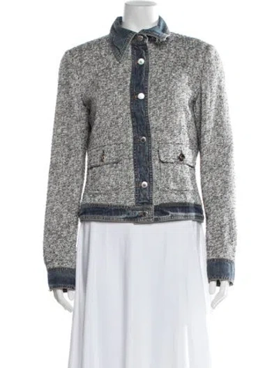 Pre-owned Dolce & Gabbana Tweed Pattern Jacket In Gray