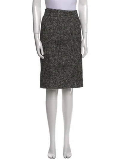 Pre-owned Dolce & Gabbana Tweed Pattern Knee-length Skirt In Black