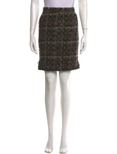 Pre-owned Dolce & Gabbana Tweed Pattern Knee-length Skirt In Black
