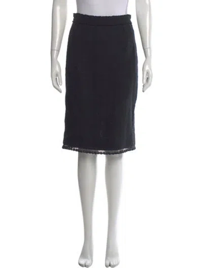 Pre-owned Dolce & Gabbana Tweed Pattern Midi Length Skirt In Black