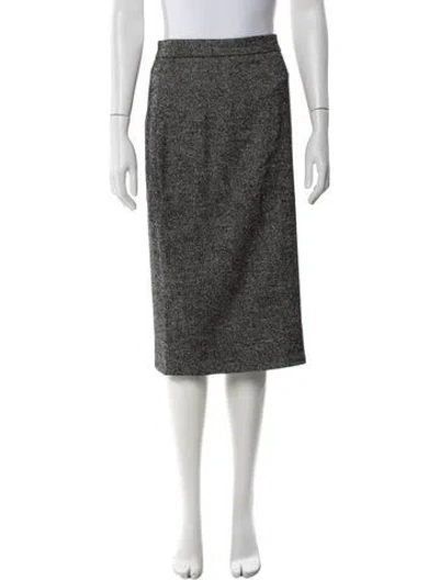 Pre-owned Dolce & Gabbana Tweed Pattern Midi Length Skirt In Black