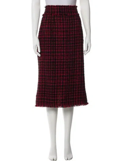 Pre-owned Dolce & Gabbana Tweed Pattern Midi Length Skirt In Red