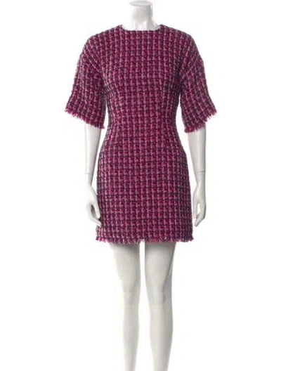 Pre-owned Dolce & Gabbana Tweed Pattern Mini Dress W/ Tags In Purple