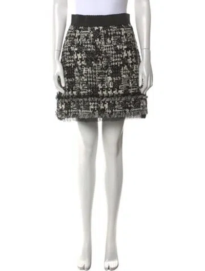 Pre-owned Dolce & Gabbana Tweed Pattern Mini Skirt In Black