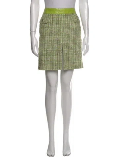 Pre-owned Dolce & Gabbana Tweed Pattern Mini Skirt In Green