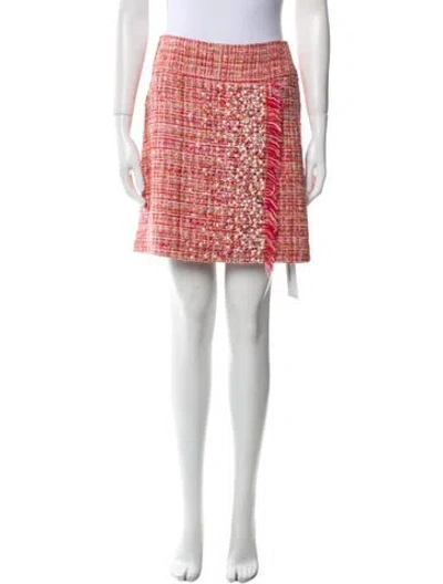 Pre-owned Dolce & Gabbana Tweed Pattern Mini Skirt In Red