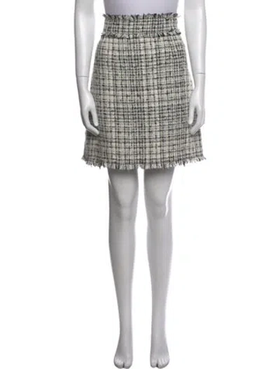 Pre-owned Dolce & Gabbana Tweed Pattern Mini Skirt In White