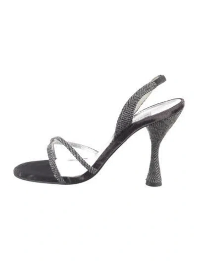 Pre-owned Dolce & Gabbana Tweed Pattern Sandals In Gray