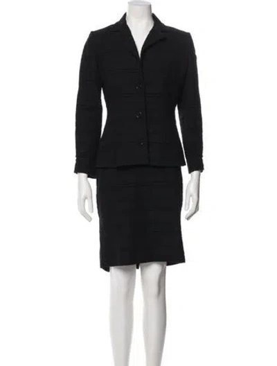 Pre-owned Dolce & Gabbana Tweed Pattern Skirt Suit In Black