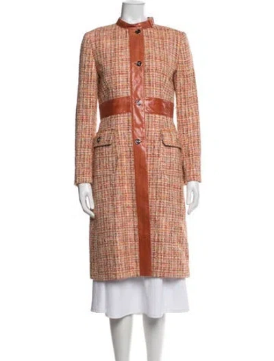 Pre-owned Dolce & Gabbana Tweed Pattern Trench Coat In Orange