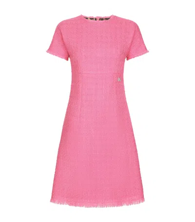 DOLCE & GABBANA TWEED RASCHEL MINI DRESS