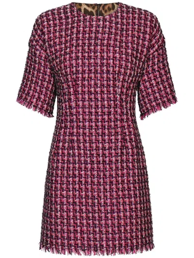 Dolce & Gabbana Short Tweed Fit-and-flare Dress In Multicolor