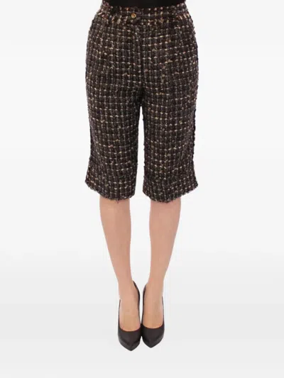 Dolce & Gabbana Wool-blend Tweed Bermuda Shorts In Black