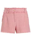 Dolce & Gabbana Cotton Shorts With Belt Loops And Frayed Hem In Pink