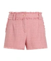 Dolce & Gabbana Cotton Shorts With Belt Loops And Frayed Hem In Pink