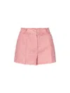 Dolce & Gabbana Cotton Shorts With Belt Loops And Frayed Hem In Pink