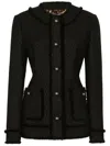 Dolce & Gabbana Black Single-breasted Jacket With Branded Button In Tweed Woman In Black