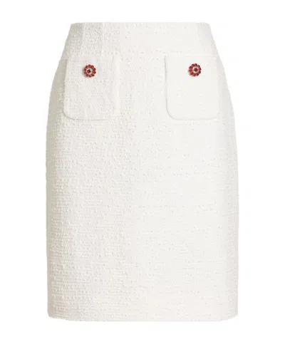 Dolce & Gabbana Rachel Tweed Midi Skirt Straight Line In White
