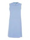 Dolce & Gabbana Light Blue Sleeveless Raschel Tweed Dress With Dg Logo