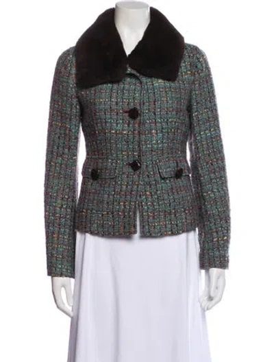 Pre-owned Dolce & Gabbana Tweed Tweed Pattern Jacket In Blue
