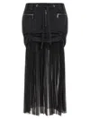 Dolce & Gabbana Twill And Chiffon Skirt In Black