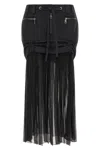 Dolce & Gabbana Black Skirt With Pleated Design And Drawstring Waist In Silk Blend Stretch Woman In Black