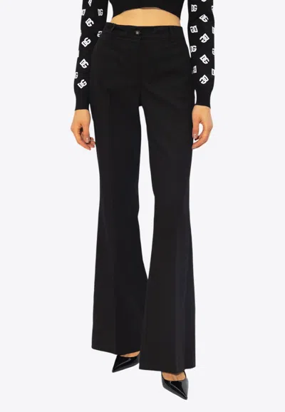 Dolce & Gabbana Twill Flared Pants In Black