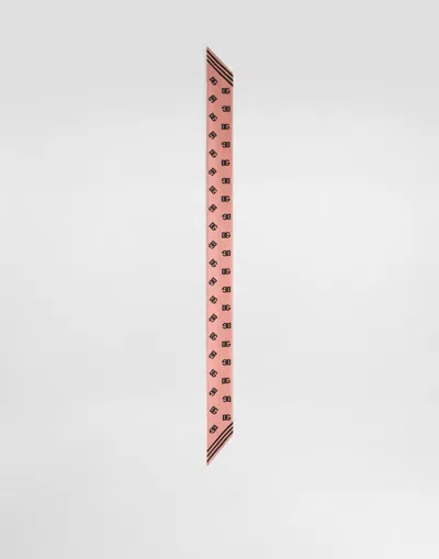 DOLCE & GABBANA TWILL HEADSCARF WITH ALL-OVER DG LOGO PRINT (6X100)