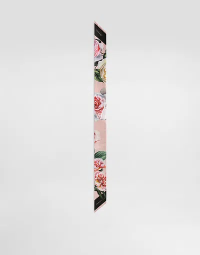 Dolce & Gabbana Twill Headscarf With Peony And Rose Print (6x100)