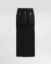 Dolce & Gabbana Twill Midi Skirt With Chiffon In Black