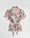 Dolce & Gabbana Twill Pajama Shirt With Floral Print In Multi