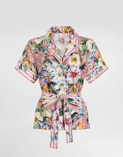 Dolce & Gabbana Twill Pajama Shirt With Floral Print