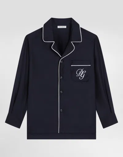 DOLCE & GABBANA TWILL SHIRT WITH DG EMBROIDERY