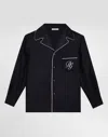 Dolce & Gabbana Twill Shirt With Dg Embroidery In Blue
