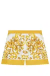 Dolce & Gabbana Majolica-print Silk Shorts In Yellow