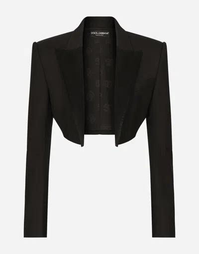 Dolce & Gabbana Twill Spencer Blazer In Black