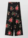 Dolce & Gabbana Wide Twill Trousers With Rose Bouquet Print In Black