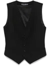 Dolce & Gabbana Black Brocade Button Down Sleeveless Vest Top In Black