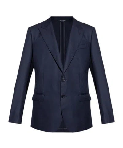Dolce & Gabbana Two-button Wool Blazer In Blue
