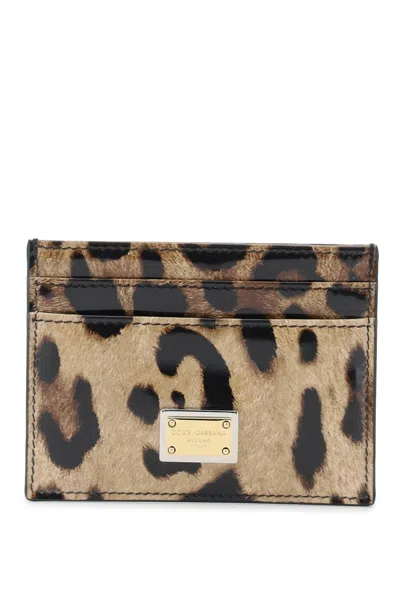 Dolce & Gabbana Two-color Shiny Leather Card Holder In Brown